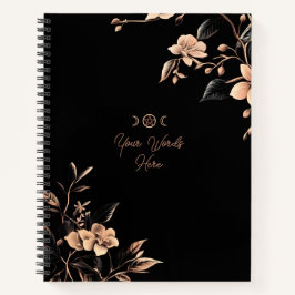 Create Your Own Dusty Pink Cherry Blossoms Black Notizbuch