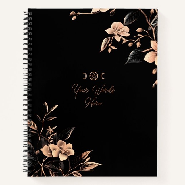 Create Your Own Dusty Pink Cherry Blossoms Black Notizbuch (Vorderseite)