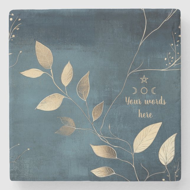 Create Your Own Elegant Blue & Gold Minimilist Steinuntersetzer (Vorderseite)