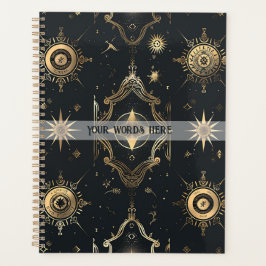 Create Your Own Elegant Gold Fairy Stars Black Planer