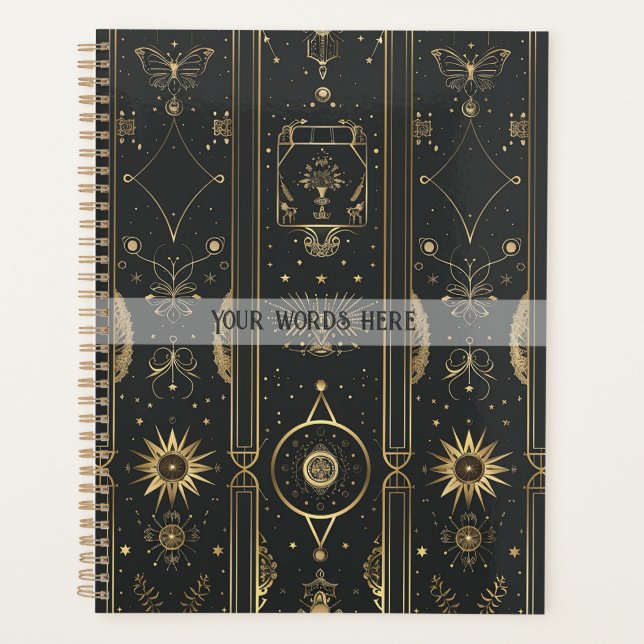Create Your Own Elegant Gold Mystical Stripes Planer (Vorderseite)