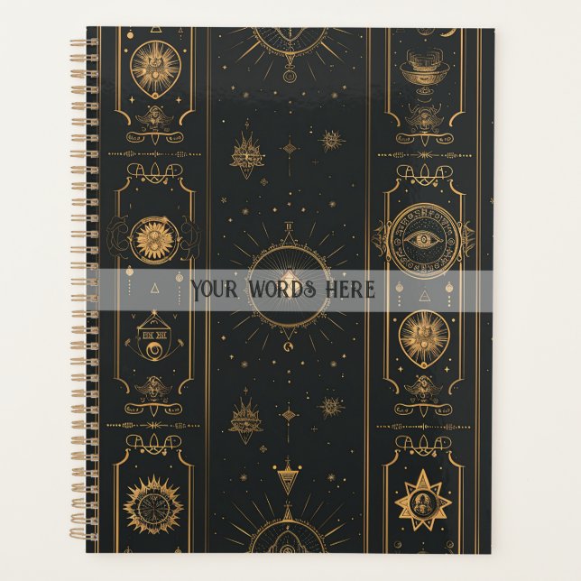 Create Your Own Elegant Gold Mystical Symbols Planer (Vorderseite)