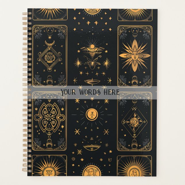Create Your Own Elegant Gold Mystical Tarot Black Planer (Vorderseite)