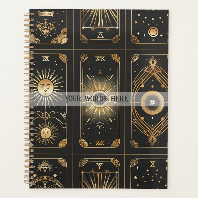 Create Your Own Elegant Gold Tarot Black Planer (Vorderseite)