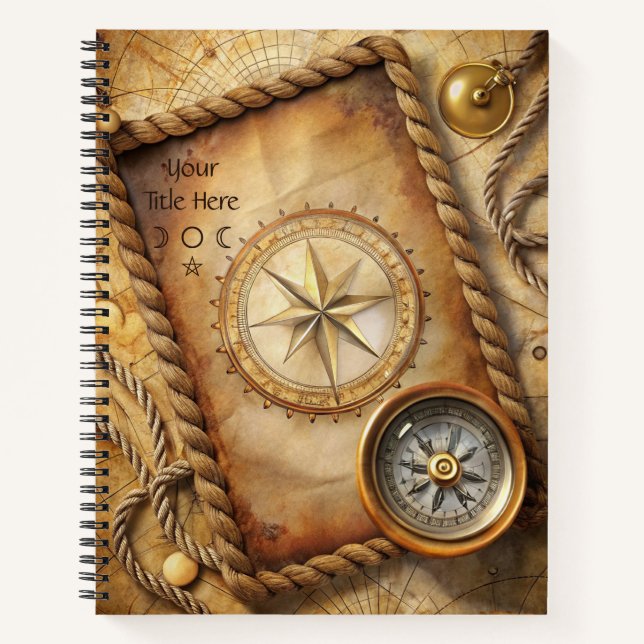 Create Your Own Explorer Compass Rose Map Notizbuch (Vorderseite)