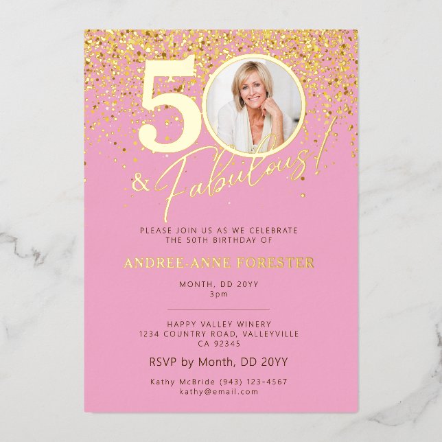 Create Your Own Fabulous Milestone Birthday Photo Folieneinladung (Vorderseite)