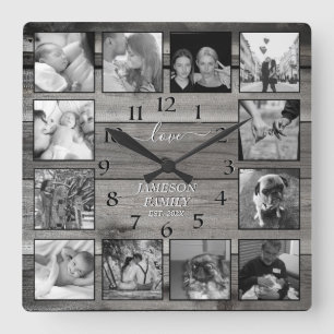 Create Your Own Family Keepsake Square Wall Clock Quadratische Wanduhr