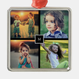 Create your own family photo collage monogrammed ornament aus metall