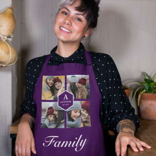 Create Your Own Family Photo Collage Purple Schürze