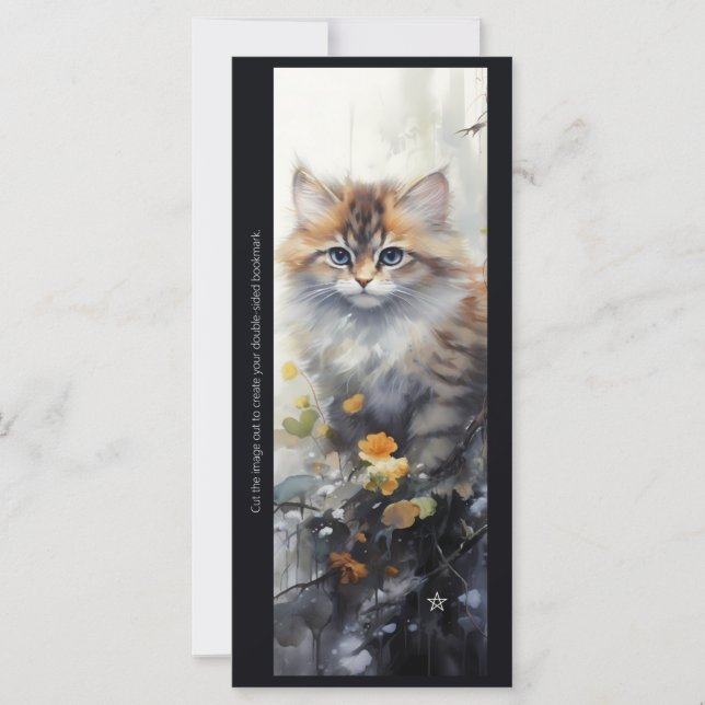 Create Your Own Floral Bengal Kitten Bookmark Card (Vorderseite)