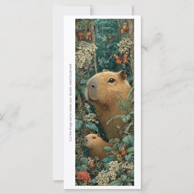 Create Your Own Floral Capybaras Bookmark Card (Vorderseite)