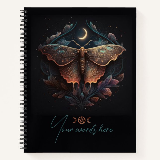 Create Your Own Floral Celestial Lunar Moth Notizbuch (Vorderseite)