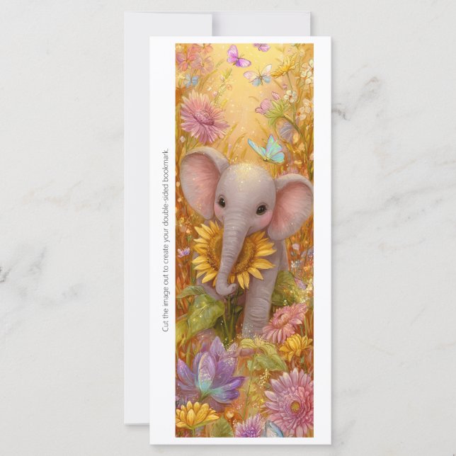 Create Your Own Floral Elephant Bookmark Card (Vorderseite)
