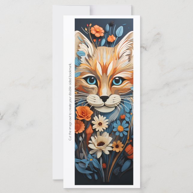 Create Your Own Floral Ginger Cat Bookmark Card (Vorderseite)