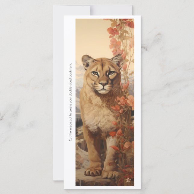 Create Your Own Floral Mountain Lion Bookmark Card (Vorderseite)