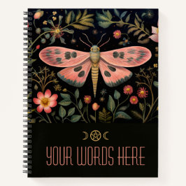 Create Your Own Floral Pink Garden Moth Notizbuch