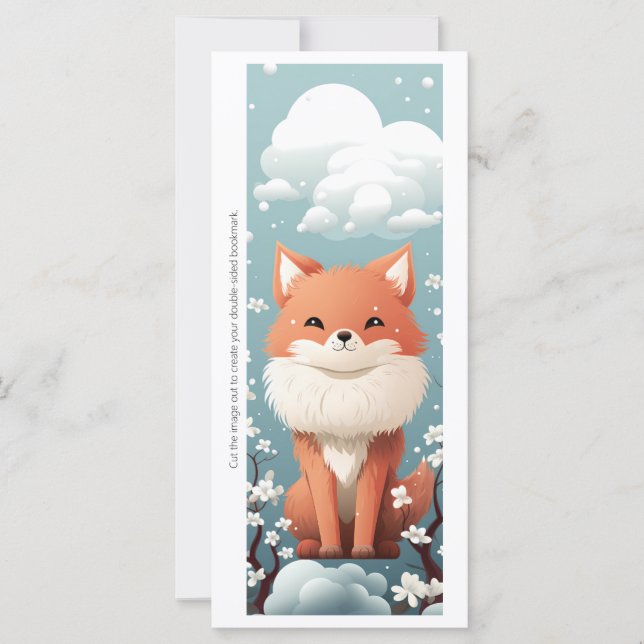 Create Your Own Floral Red Fox Bookmark Card (Vorderseite)