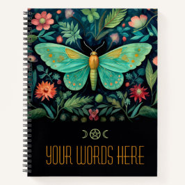 Create Your Own Floral Seafoam Green Garden Moth Notizbuch