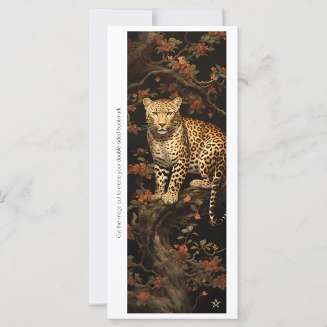 Create Your Own Floral Wild Leopard Bookmark Card (Vorderseite)