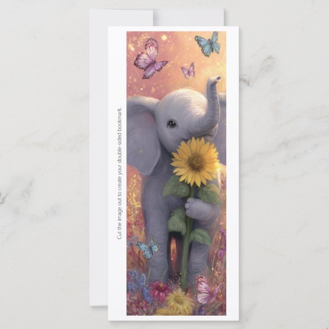 Create Your Own Flowers & Elephant Bookmark Card (Vorderseite)
