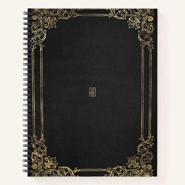 Create Your Own Gilded Black Notebook Notizbuch (Vorderseite)