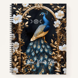 Create Your Own Gilded Blue Peacock Floral Notizbuch