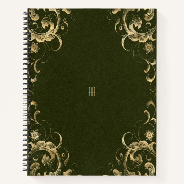 Create Your Own Gilded Dark Olive Green Notebook Notizbuch (Vorderseite)