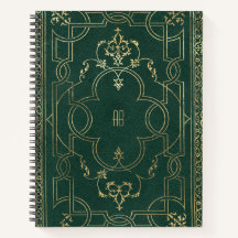Create Your Own Gilded Dark Pine Green Notebook