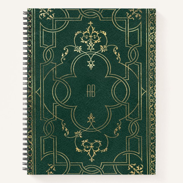 Create Your Own Gilded Dark Pine Green Notebook Notizbuch (Vorderseite)