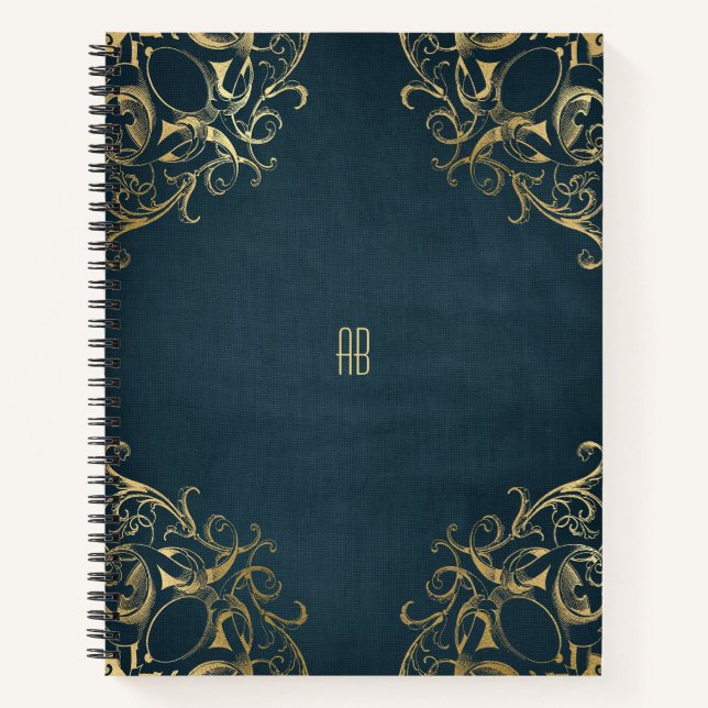 Create Your Own Gilded Navy Blue Notebook Notizbuch (Vorderseite)