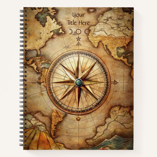 Create Your Own Globetrotter Compass Rose Notizbuch (Vorderseite)
