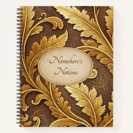 Create Your Own Gold Embossed Vintage Leafy Vine Notizbuch