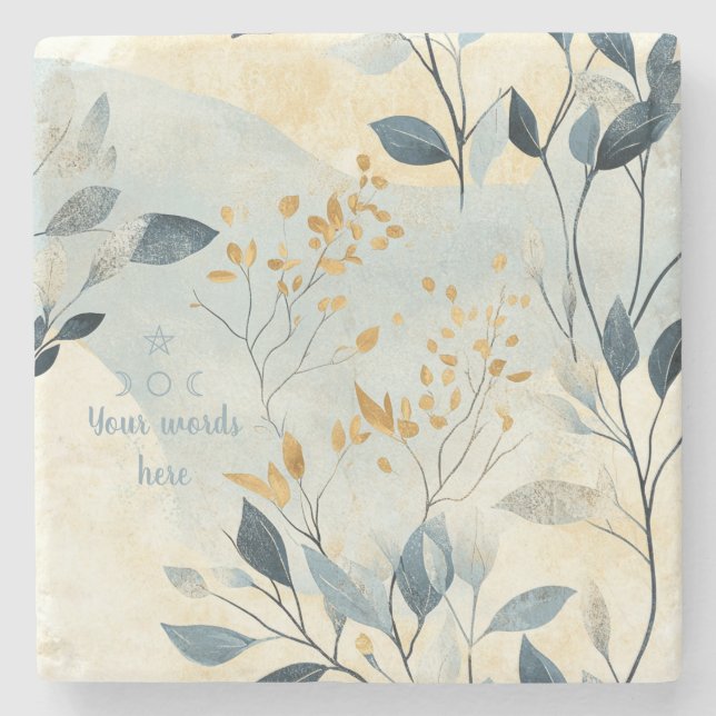 Create Your Own Gold Floral Minimalist Steinuntersetzer (Vorderseite)