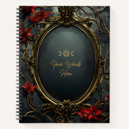 Create Your Own Gold & Gray Red Floral Notizbuch