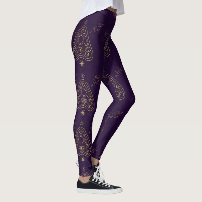 Create Your Own Gold Ouija Planchette Purple Leggings (Rechts)