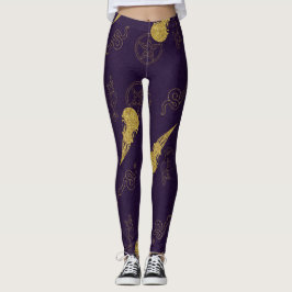 Create Your Own Gold Ritual Symbols Purple Leggings