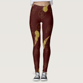 Create Your Own Gold Ritual Symbols Red Leggings