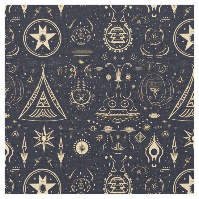 Create Your Own Gold Tribal Pagan Symbols Black Stoff (Nahaufnahme)