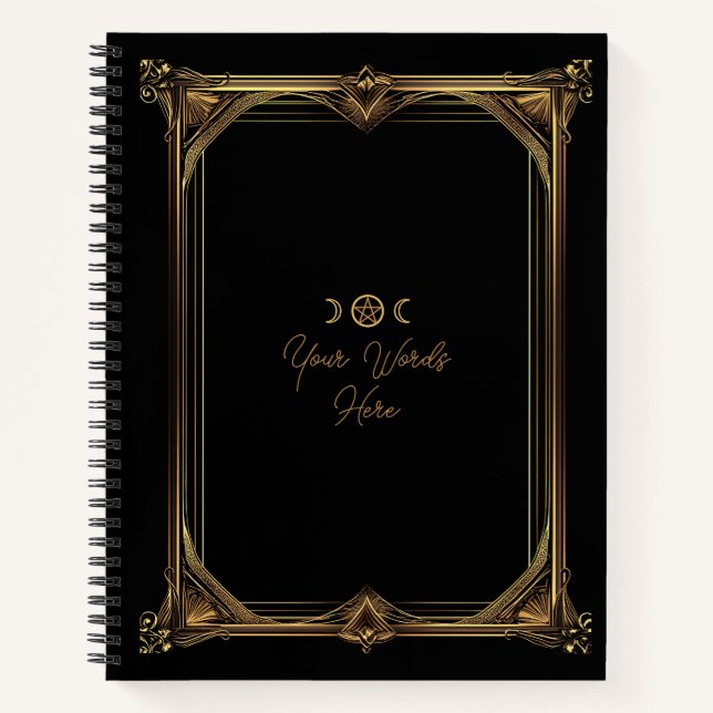 Create Your Own Golden Art Nouveau Black Notizbuch (Vorderseite)