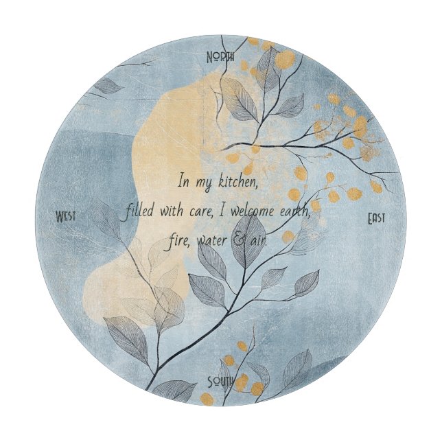 Create Your Own Golden Blue Floral Minimalist Schneidebrett (Vorderseite)