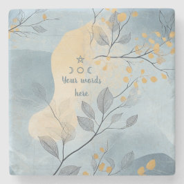 Create Your Own Golden Blue Floral Minimilist Steinuntersetzer