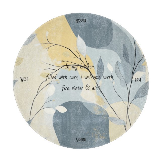 Create Your Own Golden Blue Gray Floral Minimalist Schneidebrett (Vorderseite)