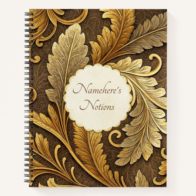 Create Your Own Golden Bronze Vintage Vine Notizbuch (Vorderseite)