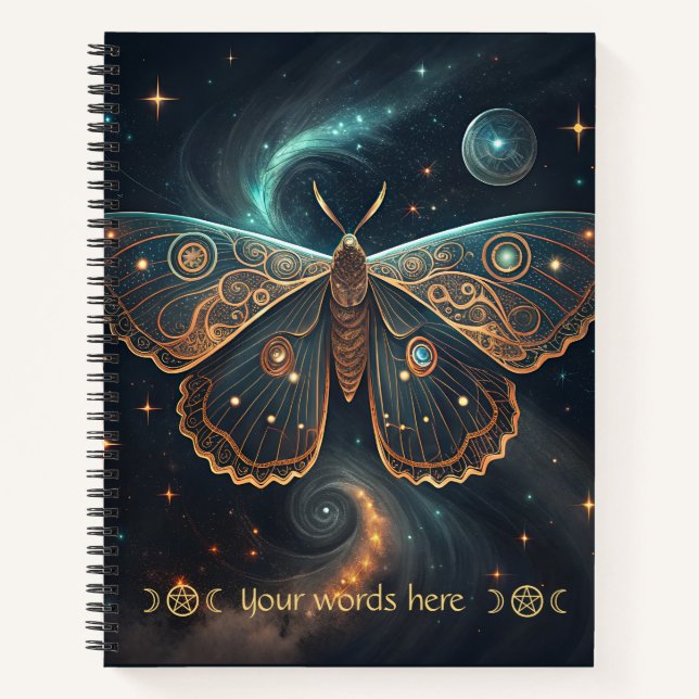 Create Your Own Golden Celestial Moth Notizbuch (Vorderseite)