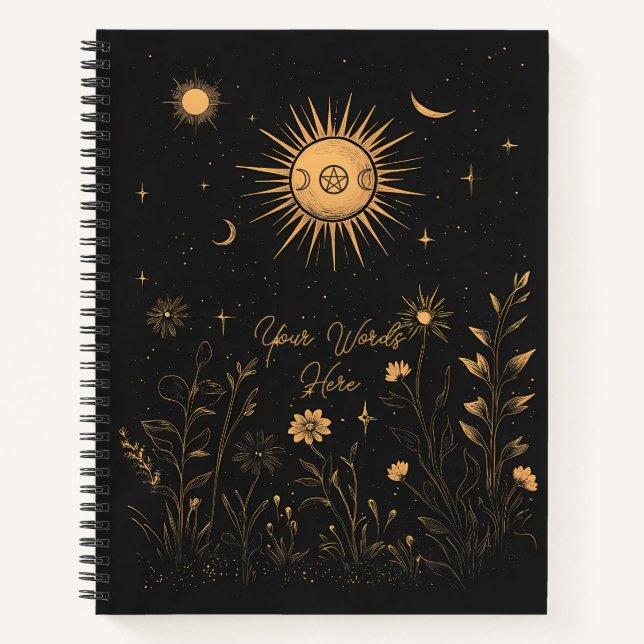 Create Your Own Golden Celestial Solar Garden Notizbuch (Vorderseite)