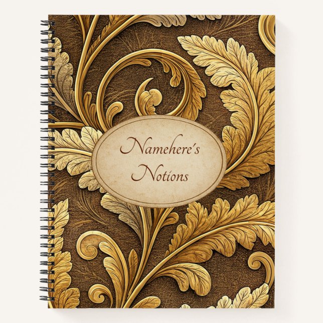 Create Your Own Golden Embossed Vintage Vine Notizbuch (Vorderseite)