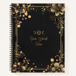 Create Your Own Golden Frangipani Floral Black Notizbuch