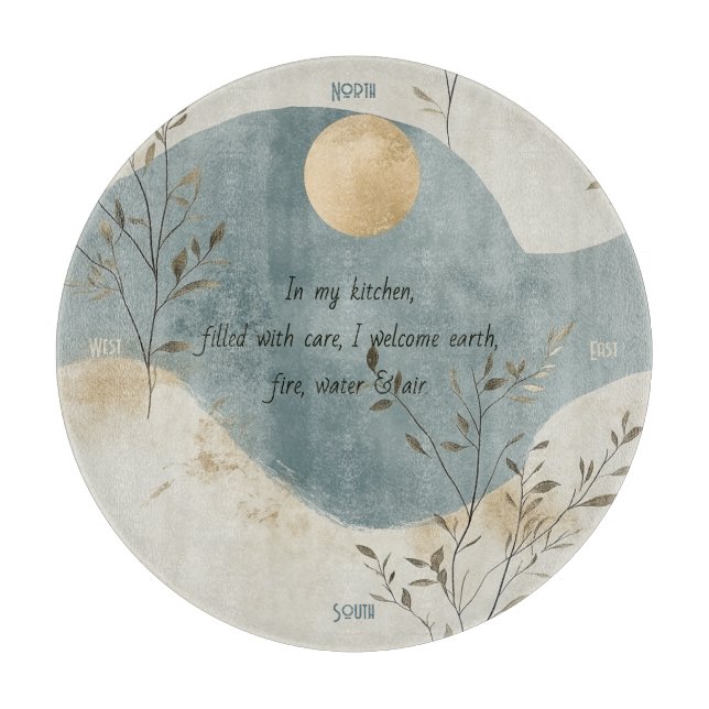 Create Your Own Golden Moon Floral Minimalist Schneidebrett (Vorderseite)