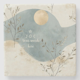 Create Your Own Golden Moon Floral Minimilist Steinuntersetzer