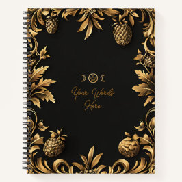 Create Your Own Golden Pinecones Black Notizbuch